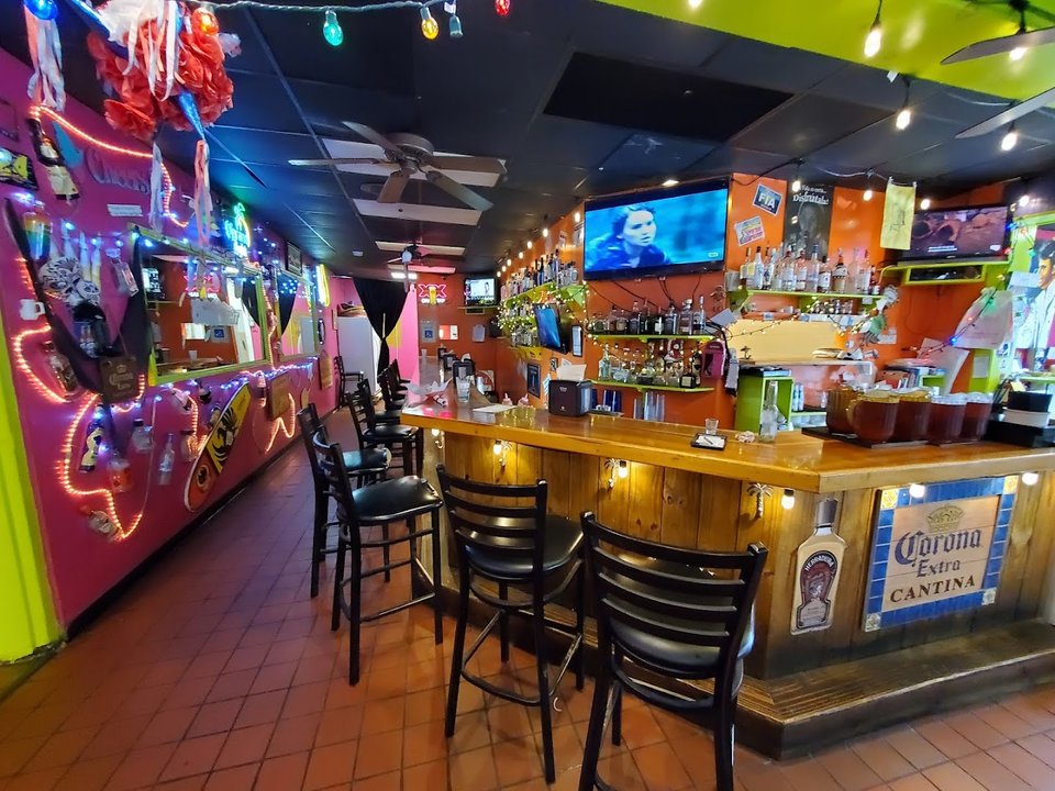 Colorful Mexican restaurant dining room